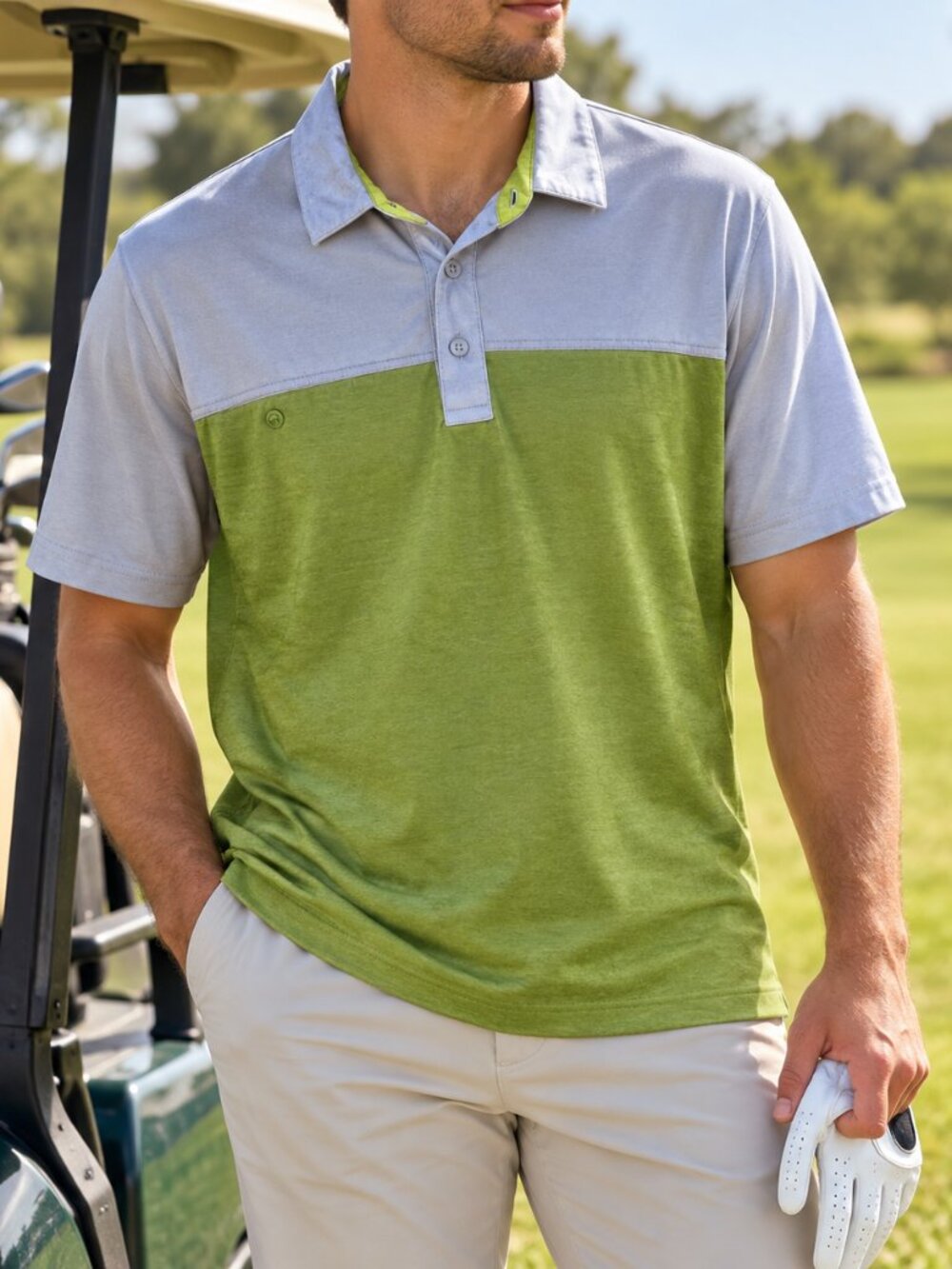 Callaway Two-Tone Green & Light Gray Men's Golf Polo Shirt RTL $80 SZ XL